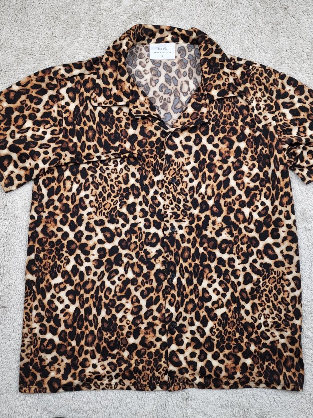Weiv Los Angeles Leopard Print Style Shirt Size Small S Vintage Made in USA Y2K